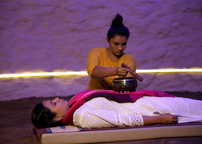 A sound healing session at Nimba